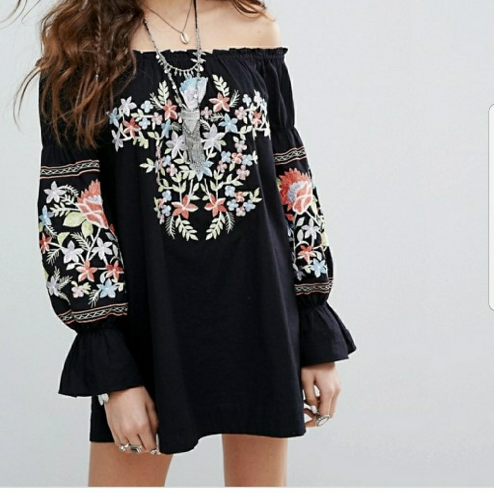 Free People Fleur De Journalists Cotton Embroided